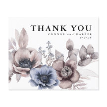 バジェット水彩フローラ非写真サンキューカード