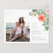 バジェット水彩フローラQRコード日付の保存 ポストカード (正面)