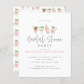 バジェット水彩ブライダルシャワーパーティの招待状 (正面/裏面)