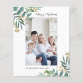 バジェット水彩緑のクリスマスフォトカード (正面)
