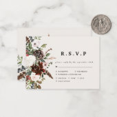バジェット水結婚色フローラのR.S.V.P RSVPカード ノートカード (正面/裏面インサイチュ)