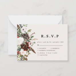 バジェット水結婚色フローラのR.S.V.P RSVPカード ノートカード