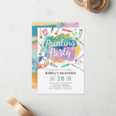 バジェット水絵を描色絵を描のパーティー誕生日 ノートカード (正面/裏面インサイチュ)