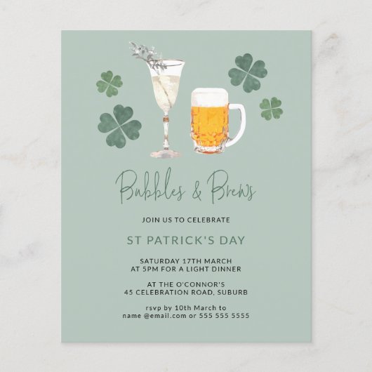 バジェット水色の泡とブリュースSt patricks day チラシ (正面)