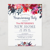 バジェット水色の赤いフローラ引っ越し祝いパーティーパーティー (正面)