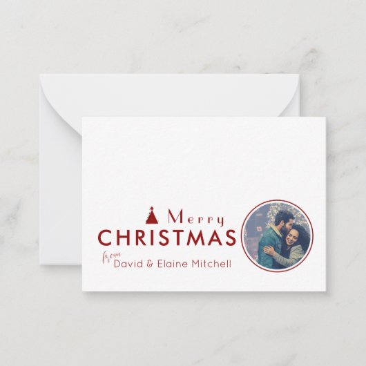 バジェット水色クリスマスツリーカップルの写真 ノートカード (正面)