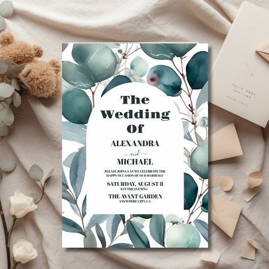 バジェット水色グリーナリーユーカリ結婚ス チラシ