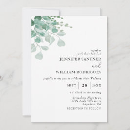 バジェット水色グリーンユーカリ結婚ス 招待状