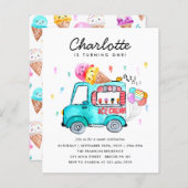 バジェット水色トラックバルーンアイスクリーム誕生日 (正面/裏面)