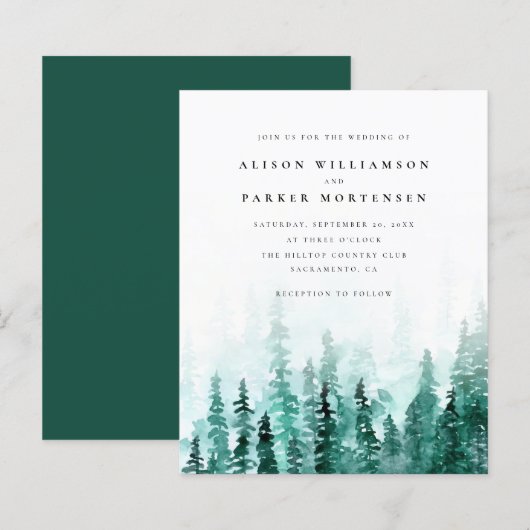 バジェット水色パインツリーフォレ素朴スト結婚 (正面/裏面)