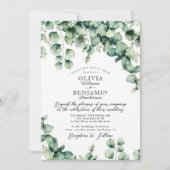 バジェット水色ユーカリ結婚グリーナリー 招待状 (正面)