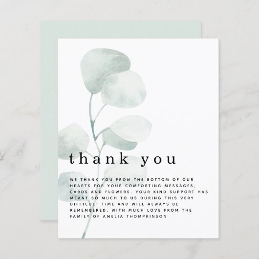 バジェット水色ユーカリ葬儀ありがとう (正面/裏面)