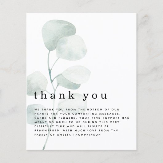 バジェット水色ユーカリ葬儀ありがとう (正面)