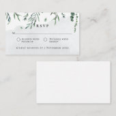 バジェット水色落下葉式RSVPカード ノートカード (正面/裏面)