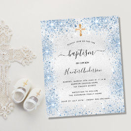 バジェット洗礼シルバーグリッターブルーボーイ招待