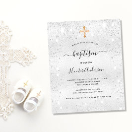 バジェット洗礼シルバーグリッター少年の少女の招待