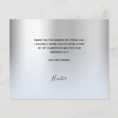 バジェット洗礼シルバーブルー写真サンキューカード (裏面)