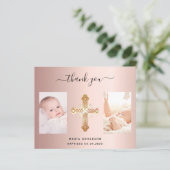 バジェット洗礼バラ金ゴールド写真サンキューカード (スタンド正面)