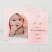 バジェット洗礼式アーチ写真赤面感謝してい金ゴールドユー (正面/裏面)