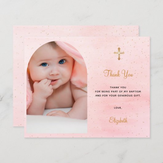 バジェット洗礼式アーチ写真赤面感謝してい金ゴールドユー (正面/裏面)