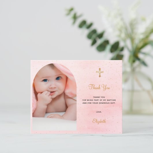 バジェット洗礼式アーチ写真赤面感謝してい金ゴールドユー (スタンド正面)