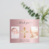 バジェット洗礼赤面ピンクの写真サンキューカード (スタンド正面)