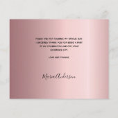 バジェット洗礼赤面ピンクの写真サンキューカード (裏面)