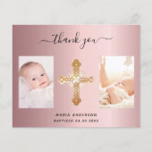 バジェット洗礼赤面ピンクの写真サンキューカード (正面)