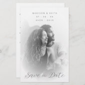 バジェット洗練B&Wミニマリスト結婚写真ズ (正面/裏面)