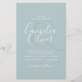 バジェット海ガラスセージ緑のモノクローム結婚ズ チラシ