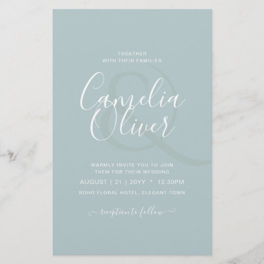 バジェット海ガラスセージ緑のモノクローム結婚ズ チラシ (正面)