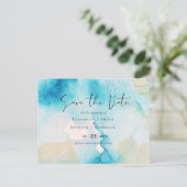 バジェット海ガラスブルーウォーター結婚カラー ポストカード (スタンド正面)