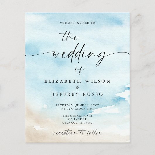 バジェット海シーサマービーチ結婚式招待状 (正面)