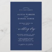 バジェット海軍と白の写真結婚式招待状 チラシ (正面)