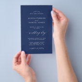 バジェット海軍と白の写真結婚式招待状 チラシ (ハンドル)