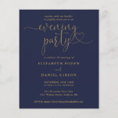 バジェット海軍と金ゴールド夕べパーティー結婚式の招待 (正面)