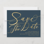 バジェット海軍と金ゴールド結婚式の日付を保存 (正面)