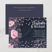 バジェット海軍ピンク結婚ロセゴールドフローラ (正面/裏面)