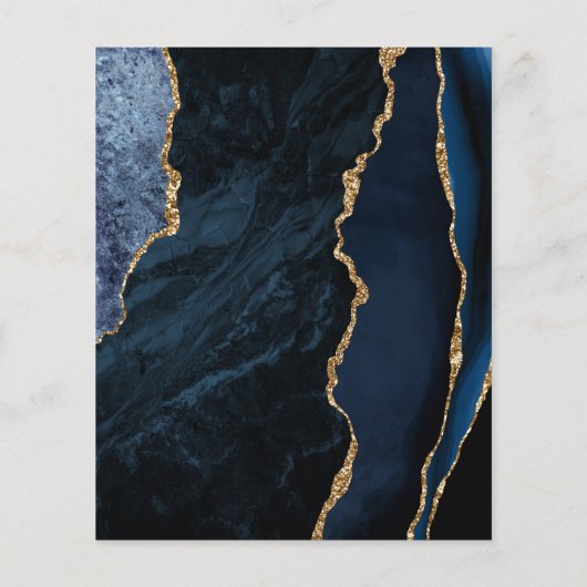 バジェット海軍ブルーアガテ金ゴールドグラムウェディング招待 (裏面)