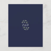 バジェット海軍ブルーフローラ金ゴールドアーチウェディング招待 (裏面)