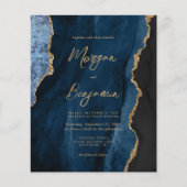 バジェット海軍ブルー金ゴールドゲートのスクリプトウェディング招待 (正面)