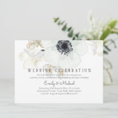 バジェット海軍ホワイト金ゴールドフローラ結婚式の招待 招待状 (スタンド正面)