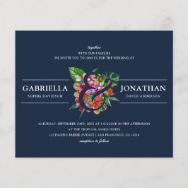 バジェット海軍モダントロピカルブケ結婚ス