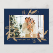 バジェット海軍葉金ゴールド2 Photo Christmas Card (裏面)