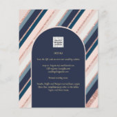 バジェット海軍赤面ピンクローズ金ゴールド結婚式の招待 チラシ (裏面)