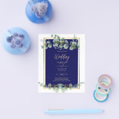 バジェット海軍金ゴールドユーカリ結婚式QRコードを招待 チラシ (シングル)