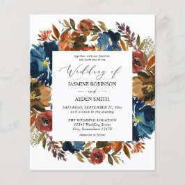 バジェット海軍、オレンジおよびブラウンフローラ結婚ズ チラシ