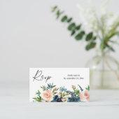 バジェット海軍、ダスティーブルーズ&ピンクフローラ2SM食事RSVP エンクロージャーカード (スタンド正面)