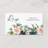 バジェット海軍、ダスティーブルーズ&ピンクフローラ2SM食事RSVP エンクロージャーカード (正面)
