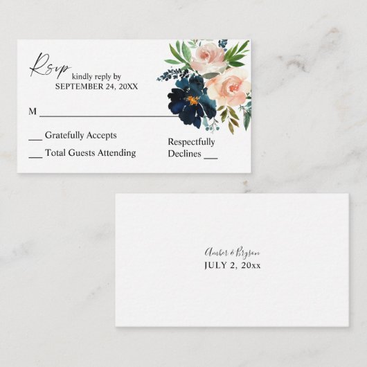 バジェット海軍、ダスティーブルーピンク2SM食事なし出欠勤 エンクロージャーカード (正面/裏面)